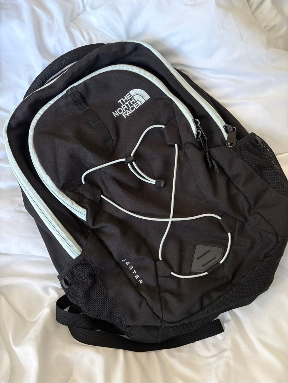 North Face Jester Backpack Black and Teal Blue